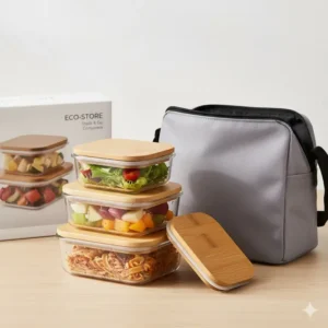 Stackable, leak-proof food containers designed to fit perfectly inside a standard lunch bag.