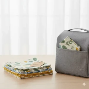 Colorful, washable cloth napkins as a sustainable lunch bag accessory instead of paper towels.