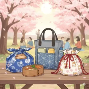 Collection of various japanese lunch bags – including azuma bukuro, insulated totes, and kinchaku styles – for comparison.