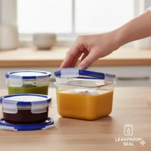 Close-up on the leakproof seal of one of the 7 best 1 cup food containers.