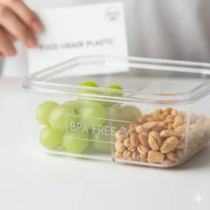 High-quality BPA-free plastic 2 compartment food storage containers designed for safety and long-term food storage.