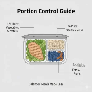 A helpful guide on how to manage healthy portions using 3 compartment food storage containers.