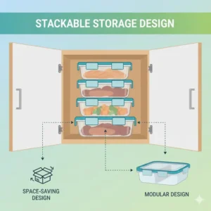 An illustration of sustainable and non-toxic materials used in modern 3 compartment containers.