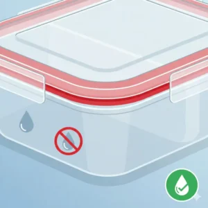 Close-up view of the airtight and leak-proof lid designed specifically for this 3 compartment plastic container.