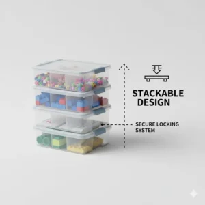 Eco-friendly 4 compartment box made from natural bamboo for sustainable home organization.