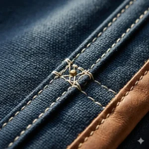 Close-up illustration of the heavy-duty stitching and rugged canvas material of an American made lunch bag.