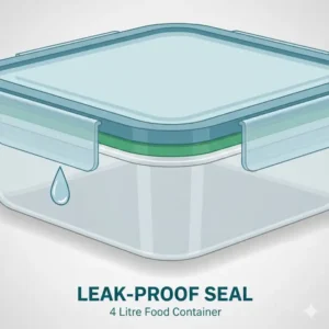 Close-up of the silicone leak-proof seal technology on the 4 litre food container lid.