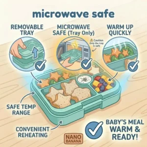 Close-up of the easy-to-open child-friendly latches on a mint green baby bento box.