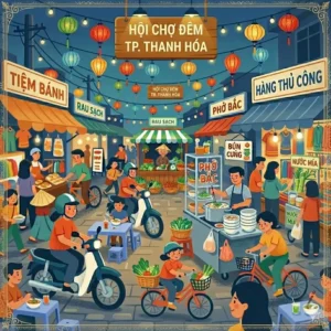 Discovering the Thanh Hoa night market vibrant culture experience through street art.
