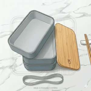 Eco-friendly stainless steel metal bento box empty featuring a leak-proof silicone seal on the lid.