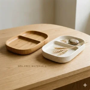 Comparison of high-quality materials used to manufacture bento box plates.