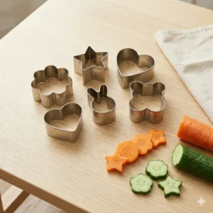 Stainless steel vegetable cutters used as bento box supplies to create fun flower and star shapes from carrots.