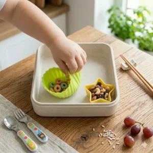 A close-up view showing the flexible and non-stick texture of high-quality bento box silicone cups.