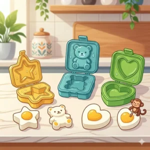 Hard-boiled eggs shaped like stars and fish using lunch box accessories such as plastic bento molds.