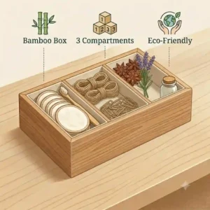 A minimalist top-down illustration displaying the equal divider layout of a box with 3 compartments.
