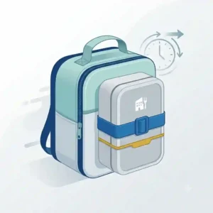 Isometric illustration of multiple corporate bento box meals stacked together for office catering and business meeting lunches.