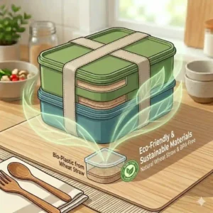 Eco-friendly materials used to construct a sustainable stackable bento lunch box